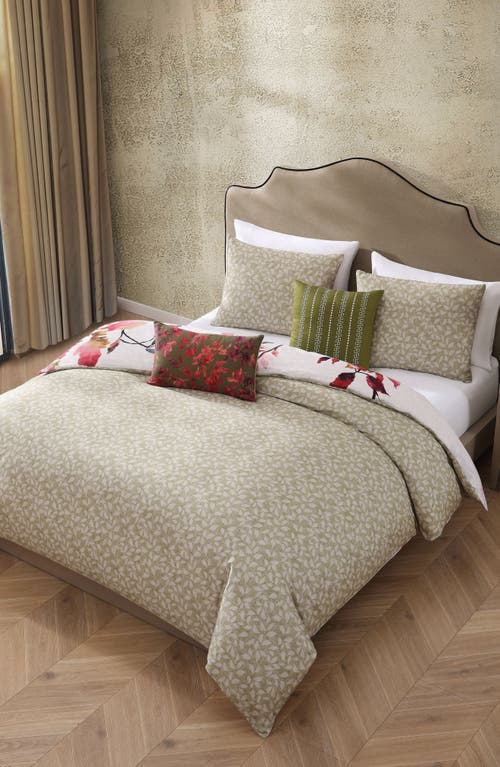 Bebejan 5-piece Leaves On Linen Reversible Comforter Set In Pink