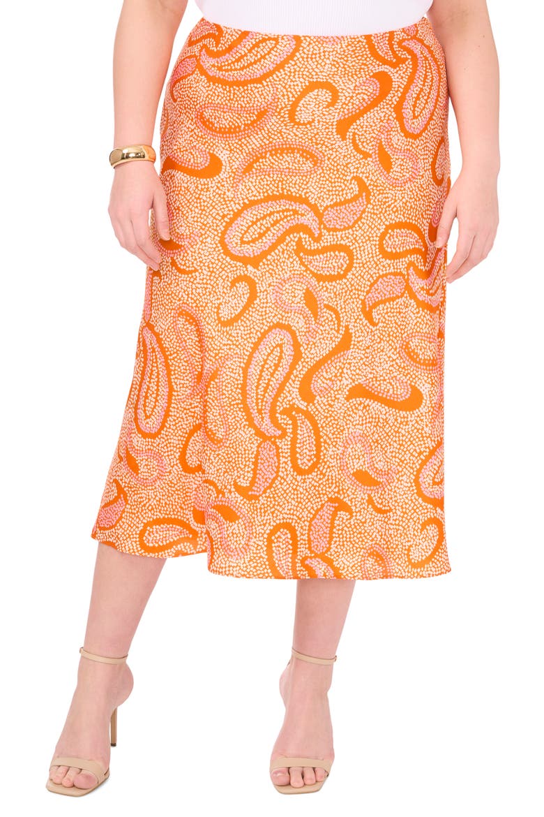 Print Midi Skirt, Main, color, RUSSET ORANGE