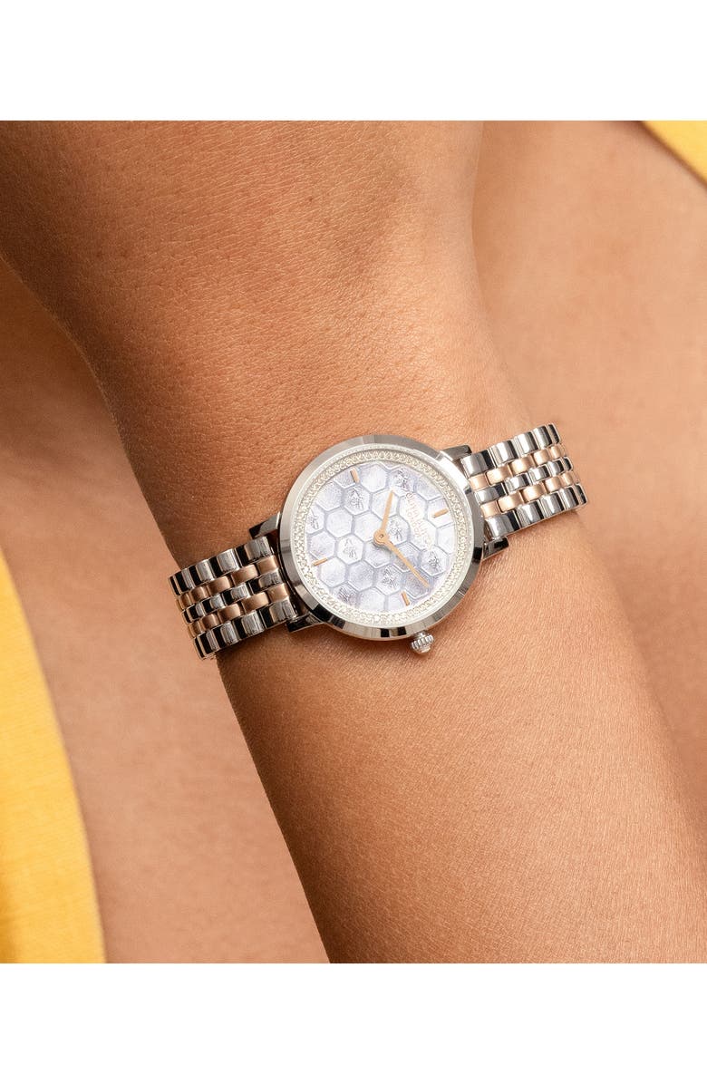 Olivia Burton Honeycomb Ultra Slim Bracelet Watch, 28mm, Alternate, color, Grey