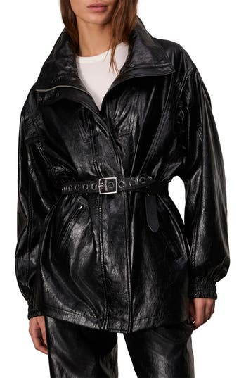 Rag & Bone Monica Faux Leather Foil Jacket Black In Black