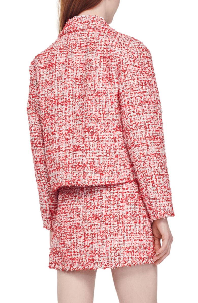 SANDRO Avila Tweed Jacket, Alternate, color, Rouge