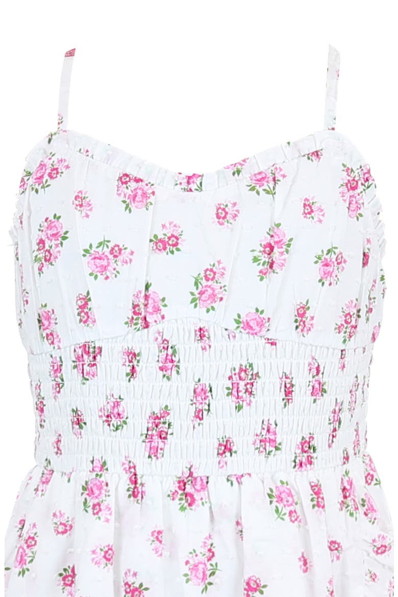 Kids' Floral Clip Dot Cotton Fit & Flare Dress, Alternate, color, IVORY/ PINK