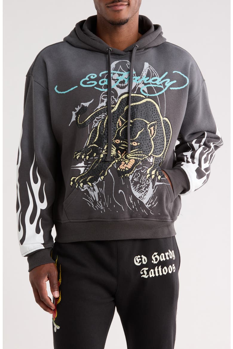 Panther Fleece Hoodie, Main, color, SUNFADE GREY