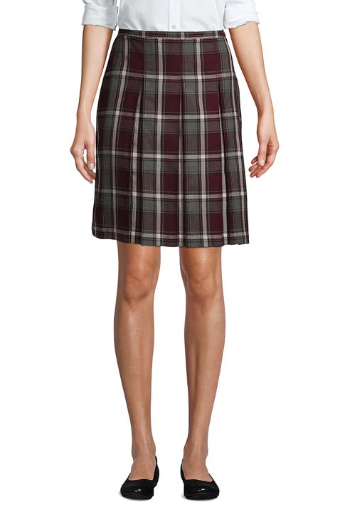 School Uniform Young  Plaid Box Pleat Skirt Top of the Knee