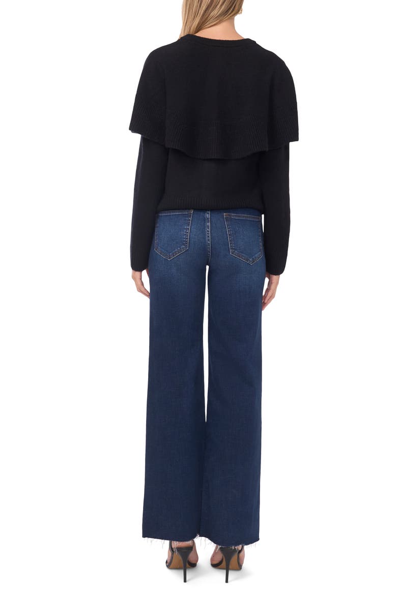 Cape Detail Cardigan, Alternate, color, RICH BLACK