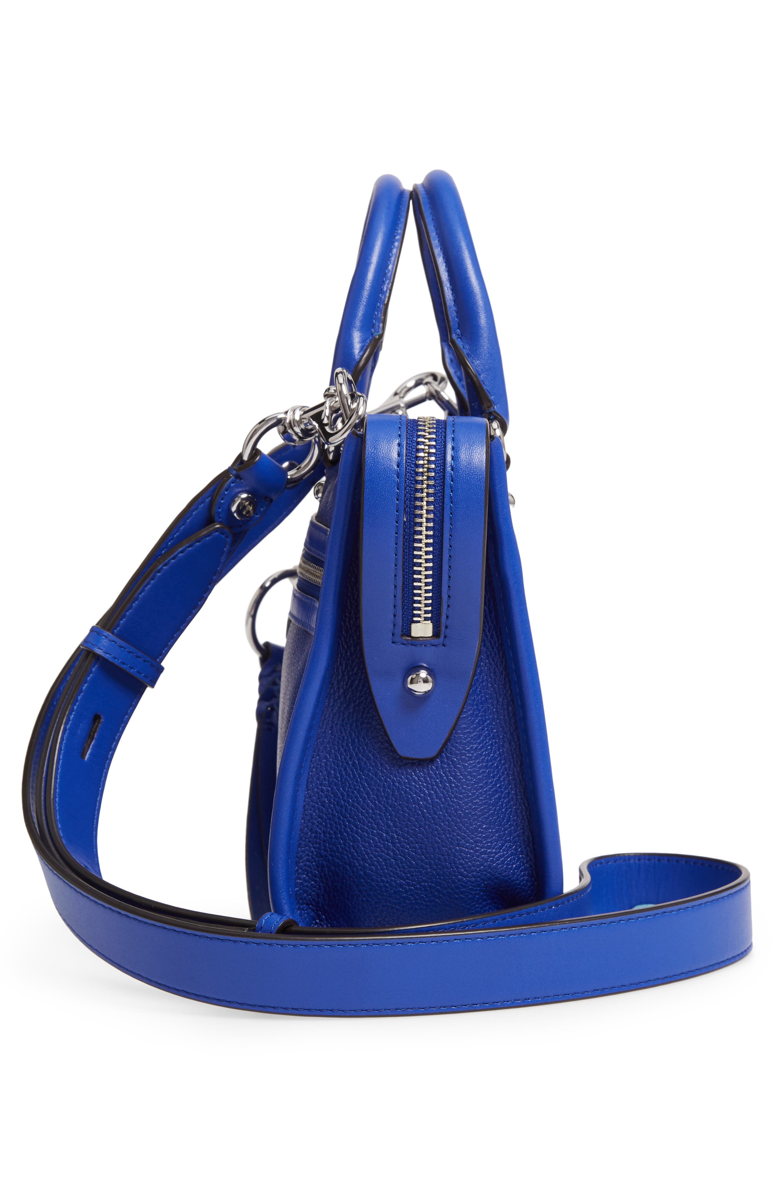 Micro Bedford Leather Satchel, Alternate, color, BRIGHT BLUE