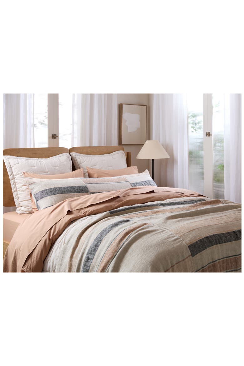Heritage Linen Duvet Cover, Alternate, color, NATURAL STRIPE WARM