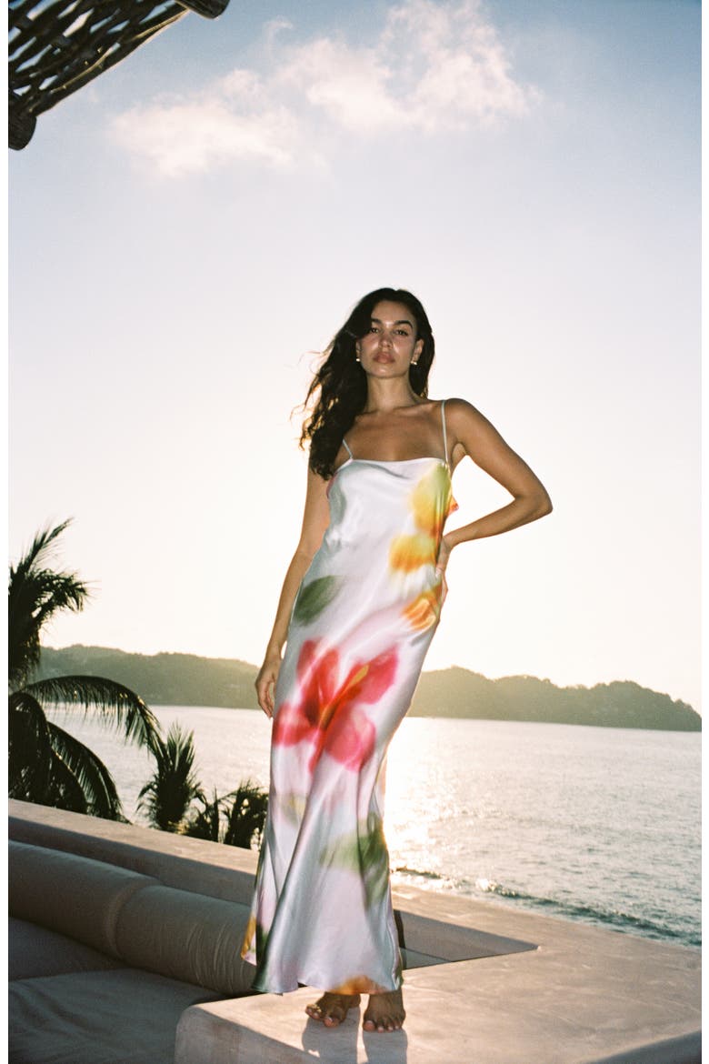 Gabby Floral Bias Cut Cotton Sateen Cover-Up Maxi Dress, Alternate, color, SOFT FOCUS FLORAL