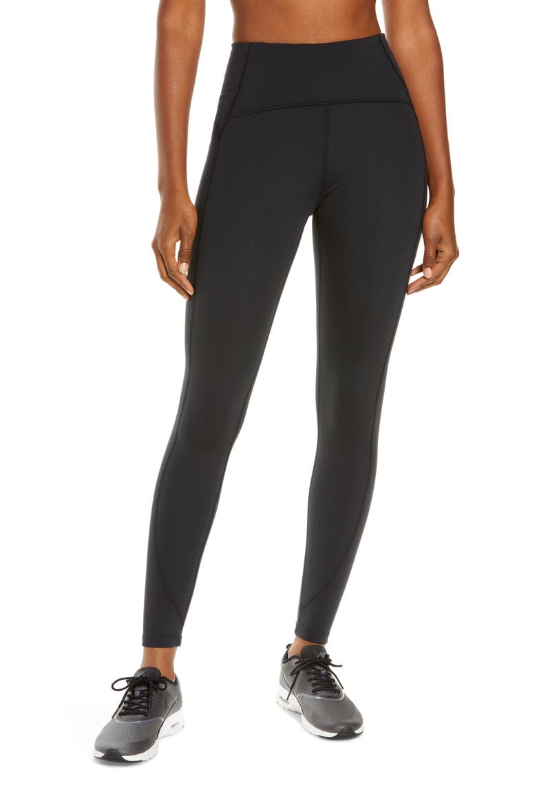 Run High Waist Pocket Performance Ankle Leggings, Main, color, BLACK