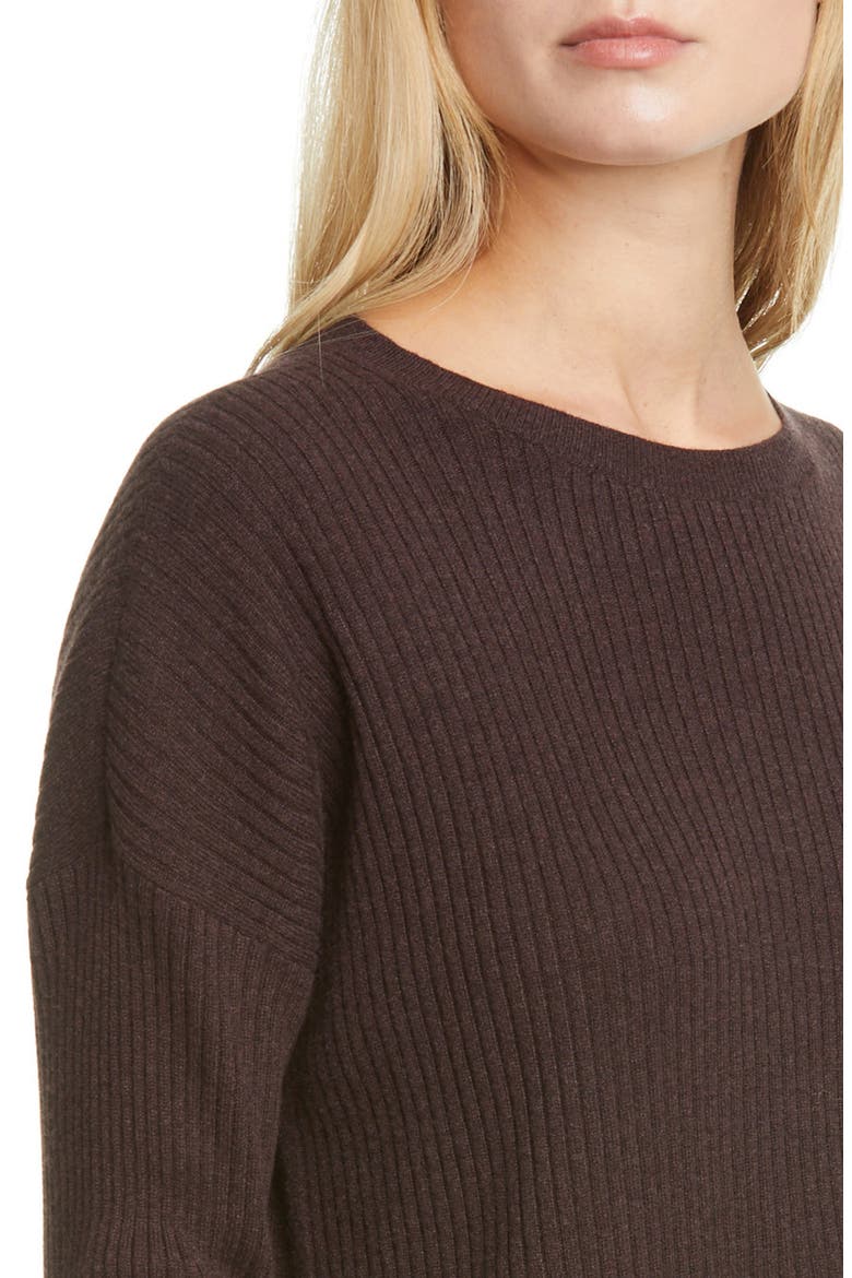 Ribbed Cashmere Box Sweater, Alternate, color, CLOVE