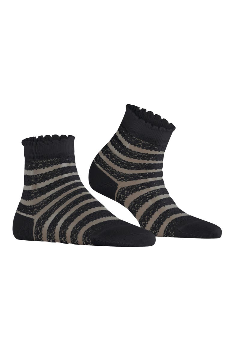Stripe Border Lace Ankle Socks, Main, color, BLACK