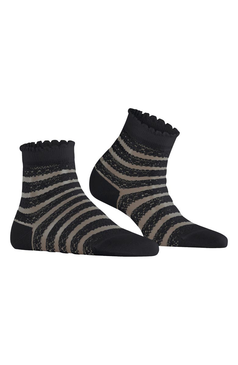 Falke Stripe Border Lace Ankle Socks, Main, color, Black