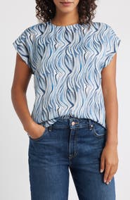 APNY Print Cap Sleeve Shell