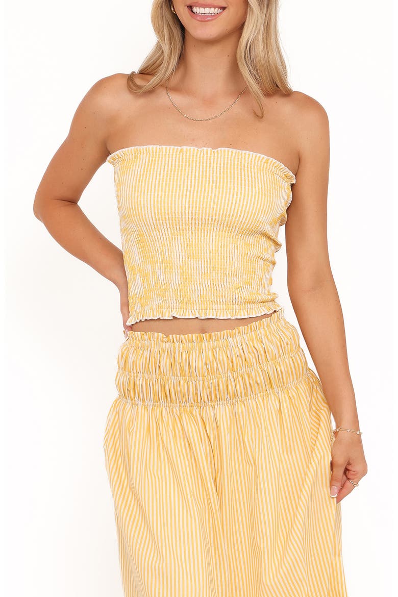 Salome Stripe Smocked Cotton Tube Top, Main, color, MANGO STRIPE