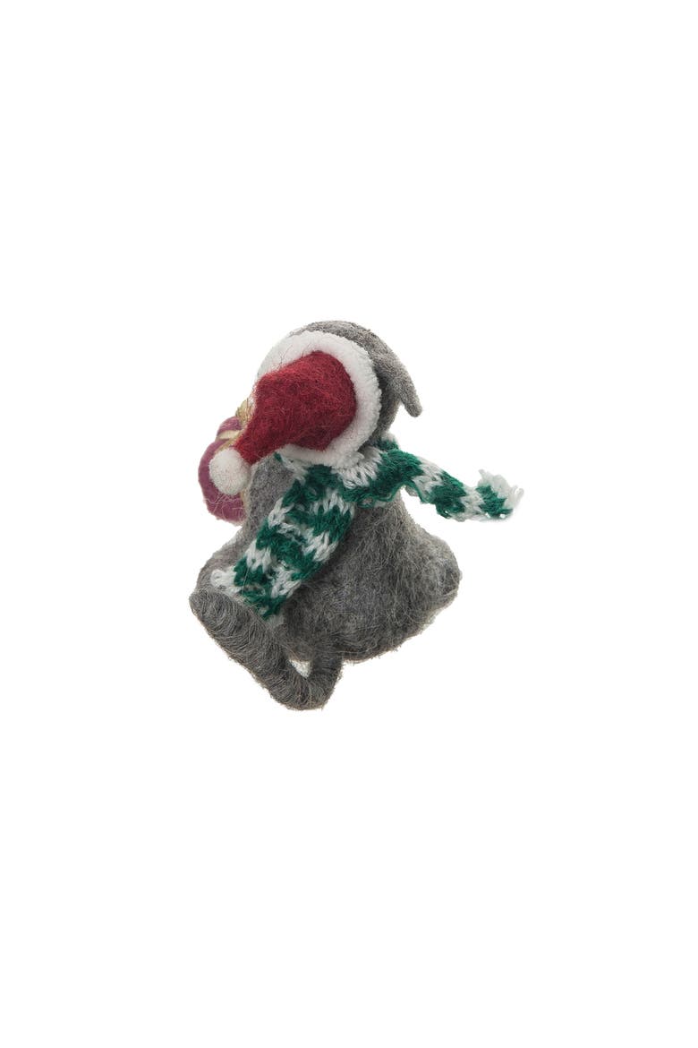 Grey Cat Santa Hat Figurine, Alternate, color, Gray