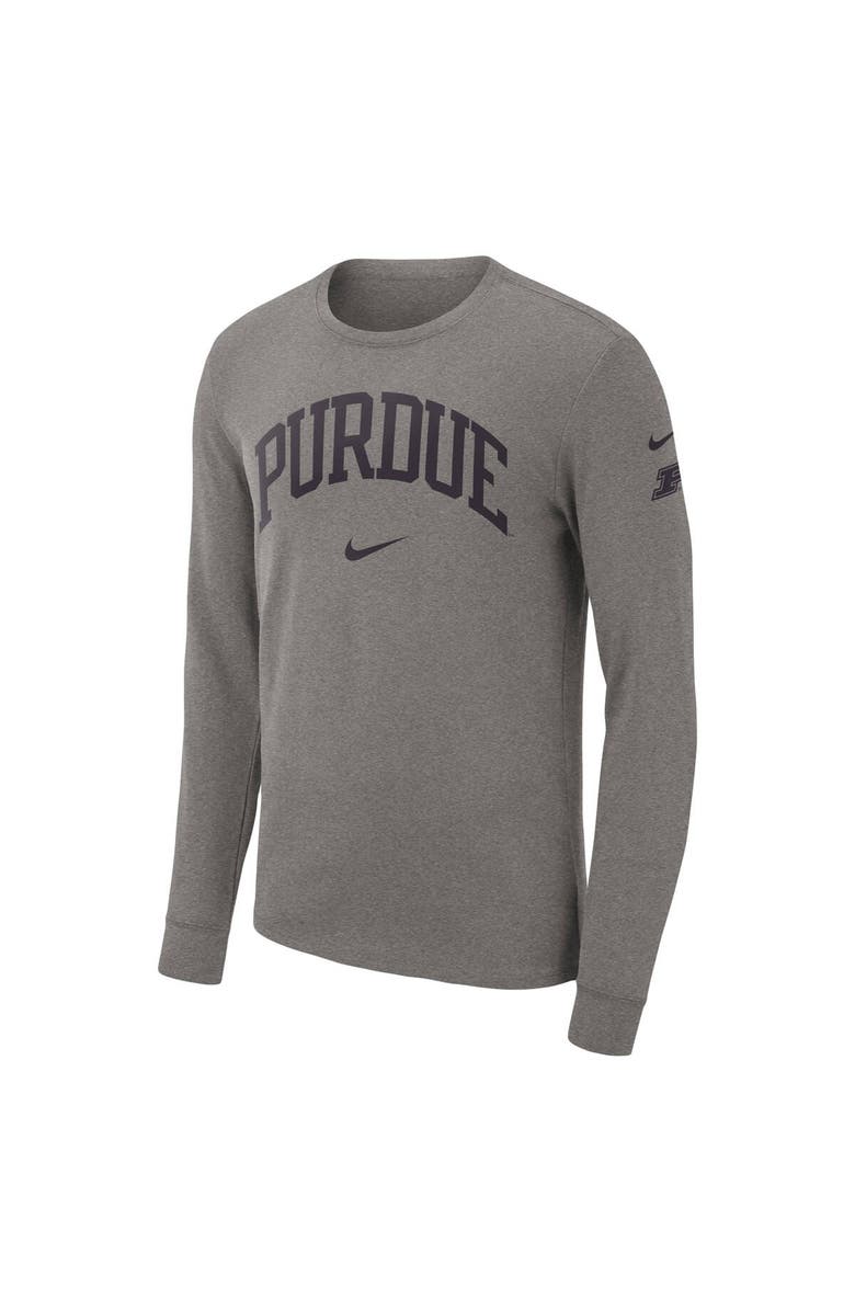 Nike Men's Nike Heather Gray Purdue Boilermakers Arch 2-Hit Long Sleeve T-Shirt, Alternate, color,