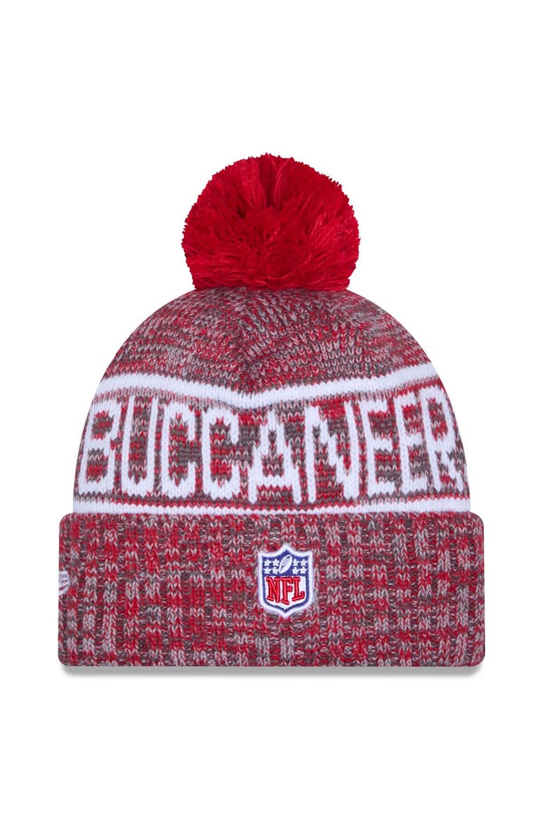 New Era Men's New Era Red Tampa Bay Buccaneers 2025 Sideline Cold Weather Cuffed Knit Hat with Pom, Alternate, color, Red