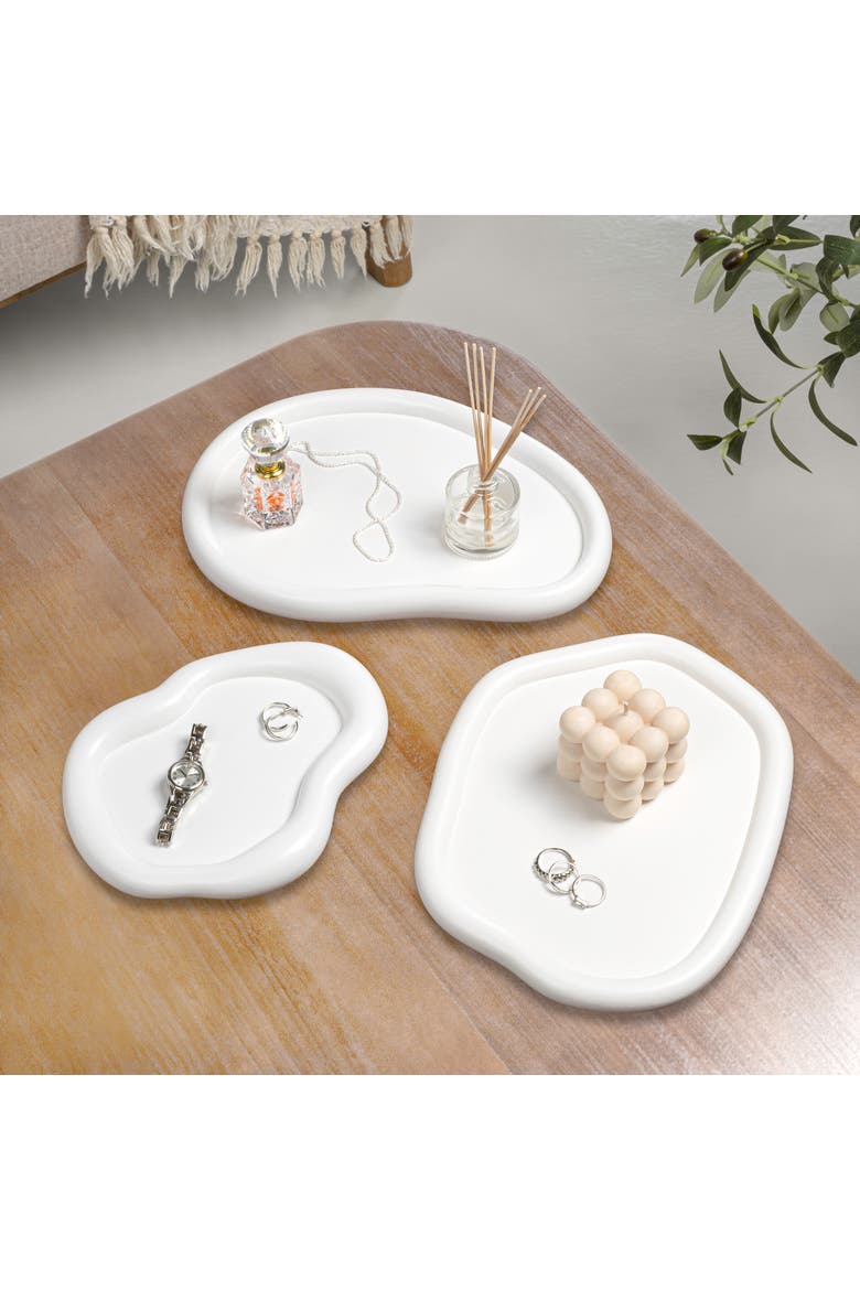 Grace Contemporary Concrete Decorative Cloud Jewelry Trays, Alternate, color, White