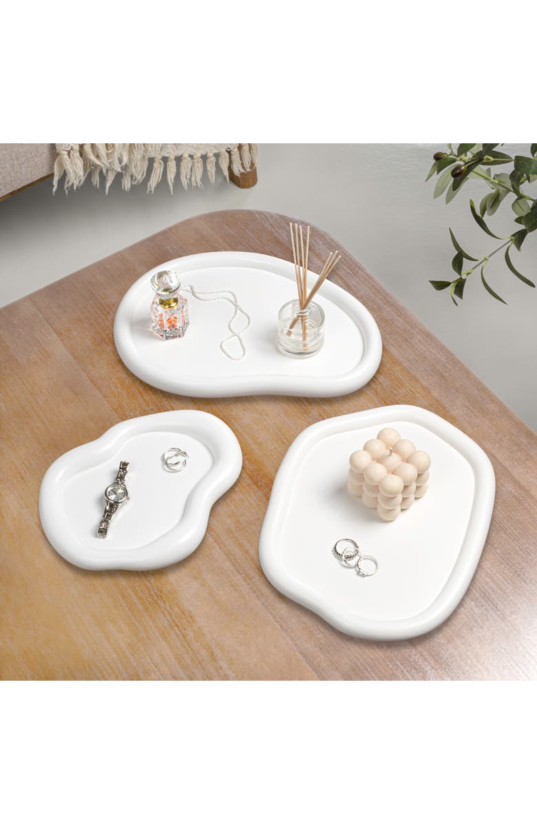 HAPPIMESS Grace Contemporary Concrete Decorative Cloud Jewelry Trays, Alternate, color, White
