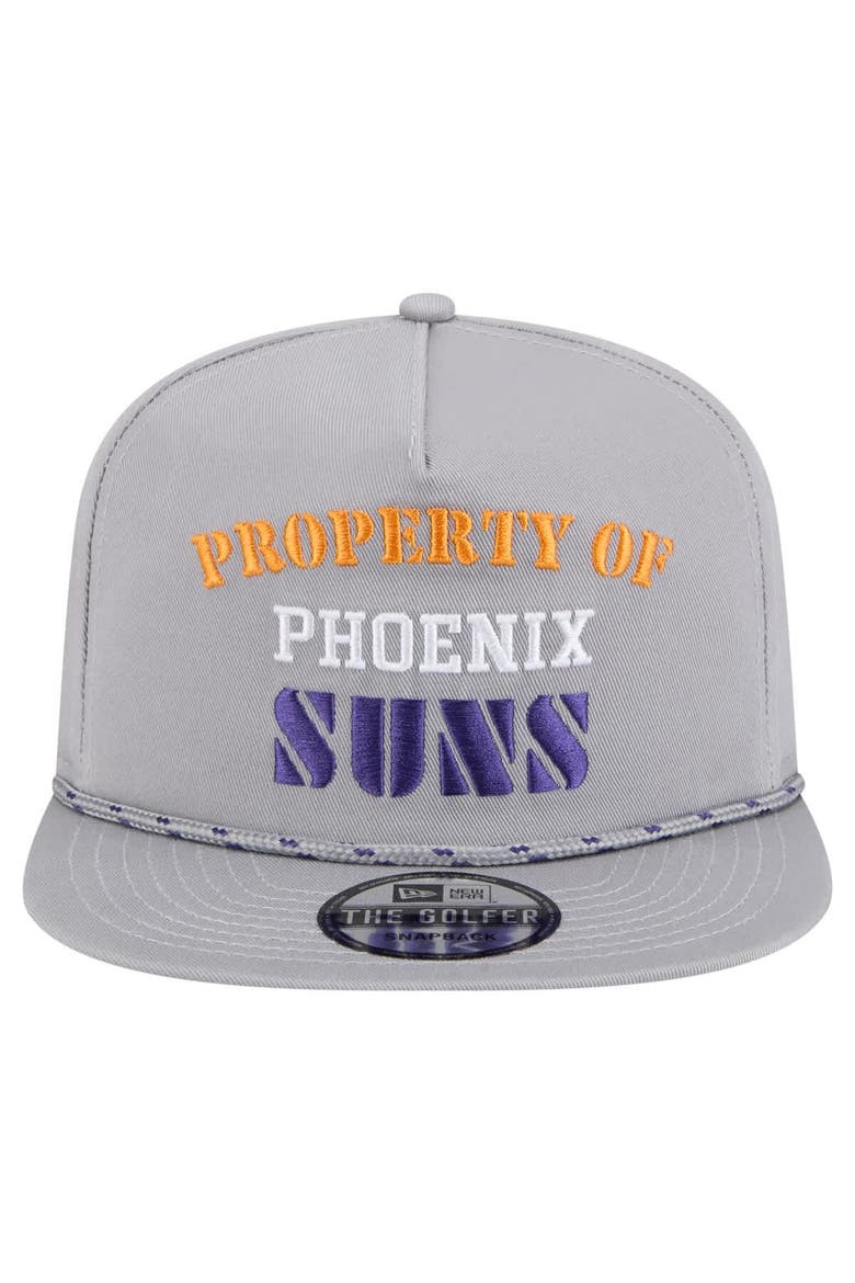 Men's New Era Gray Phoenix Suns Throwback Property Of Golfer Snapback Hat, Alternate, color, Gray