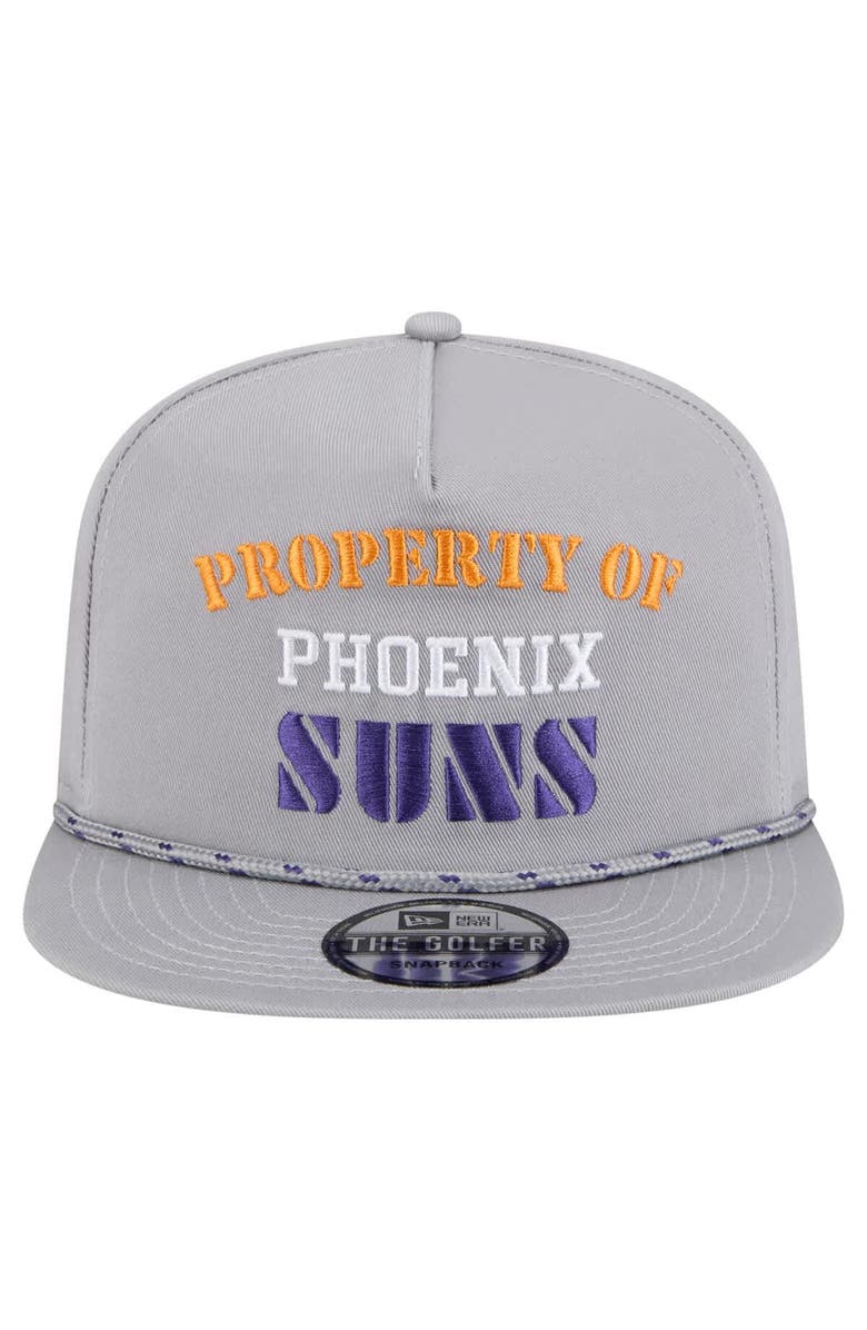 New Era Men's New Era Gray Phoenix Suns Throwback Property Of Golfer Snapback Hat, Alternate, color, Gray