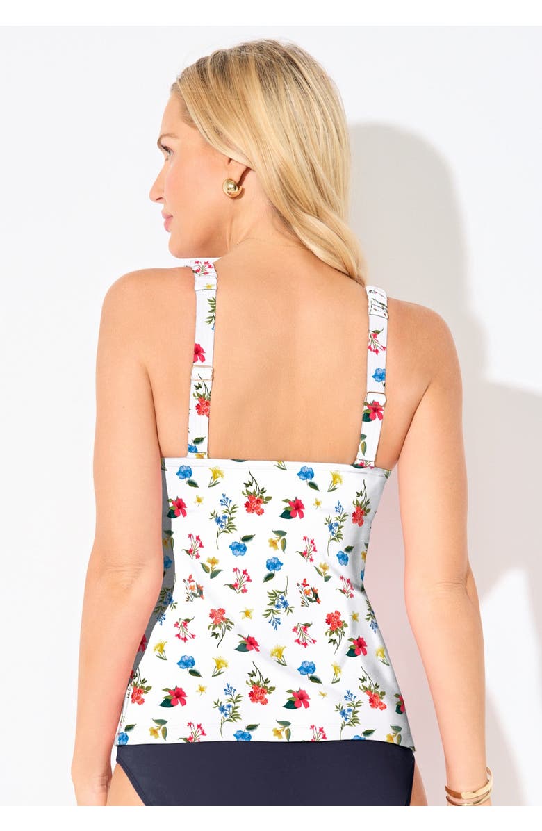 Swimsuits for All Scoop Neck Shirred Tankini Top, Alternate, color, White Ditsy Floral