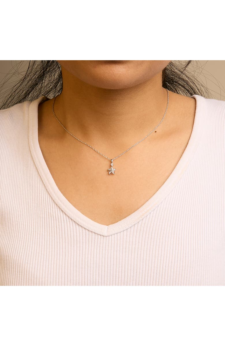 Haus of Brilliance Silver Diamond Accent Flower Pendant Necklace, Alternate, color, White