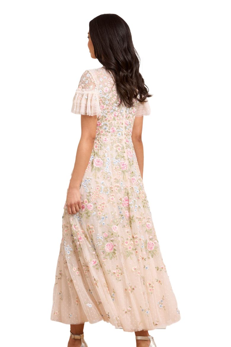 Antoinettes Floral Round Neck Midi Gown, Alternate, color, Cream