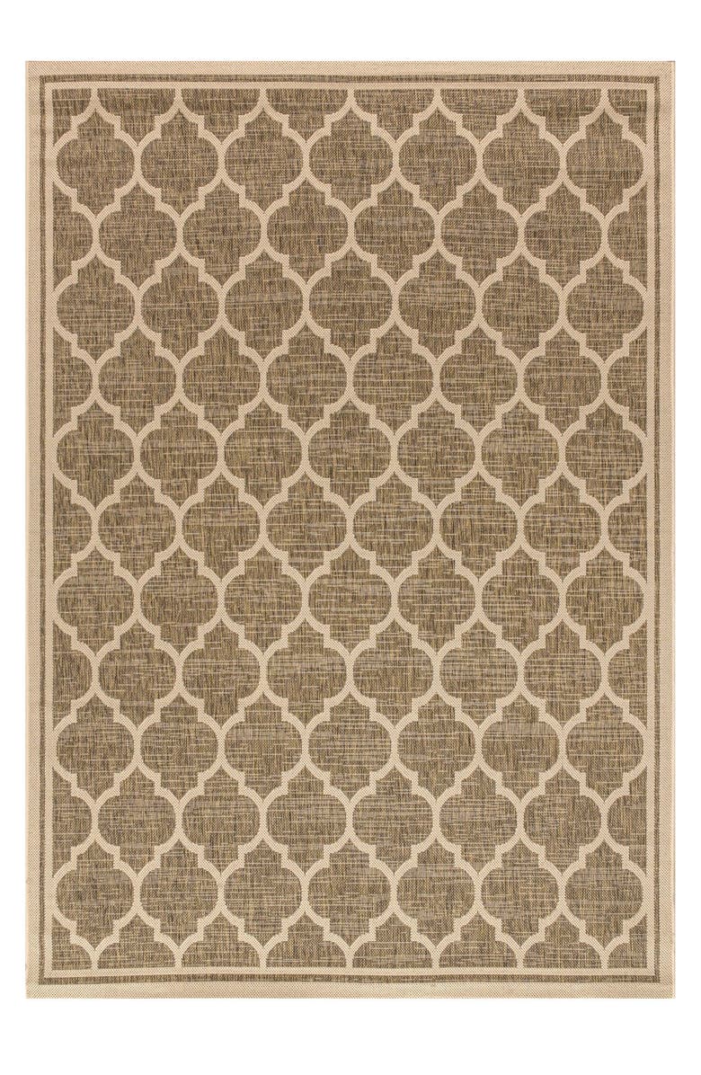 JONATHAN Y Trebol Moroccan Trellis Textured Weave Indoor/Outdoor Area Rug, Alternate, color, Brown/Beige