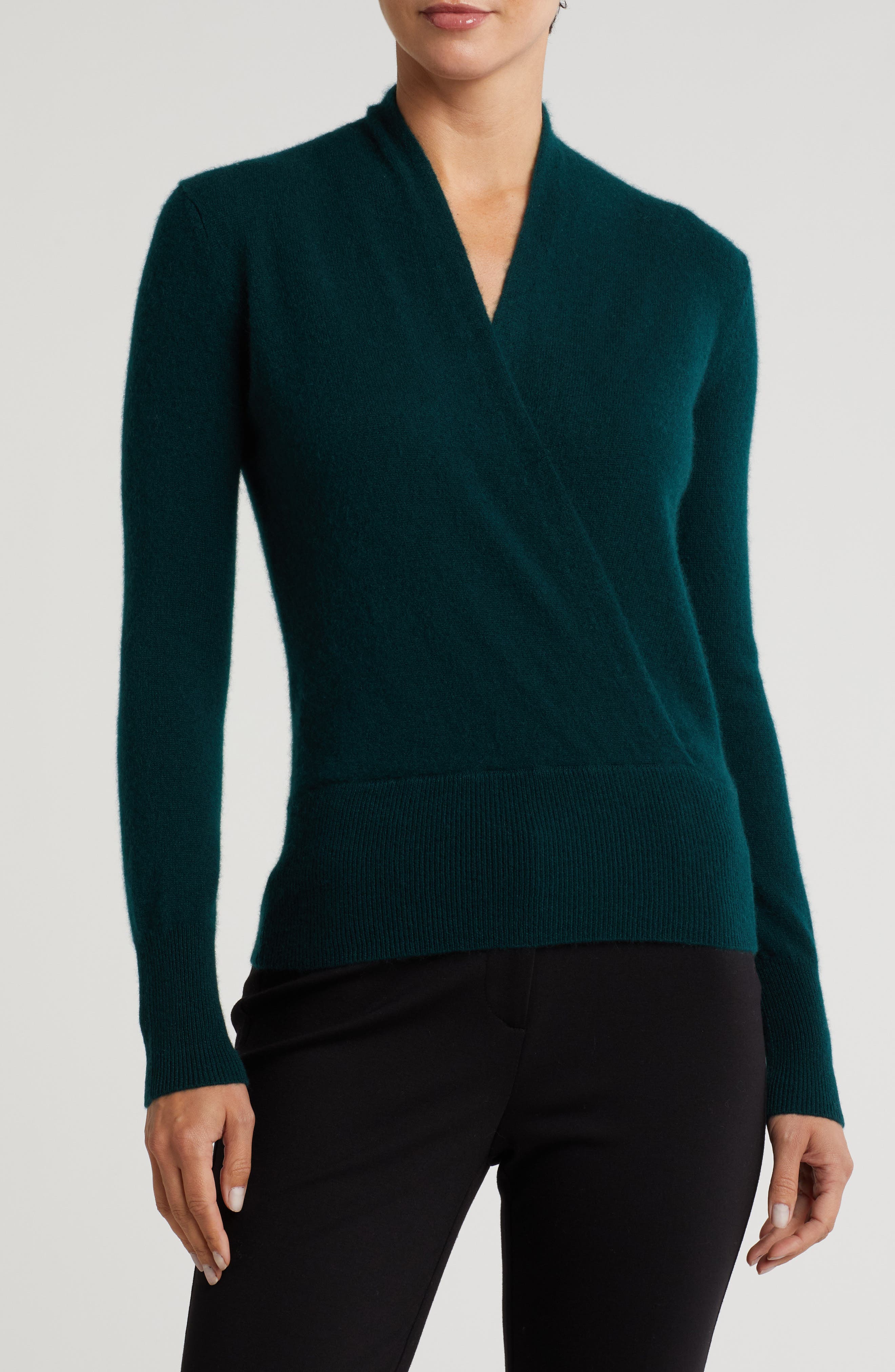 Sofia Cashmere Cashmere Faux Wrap Sweater