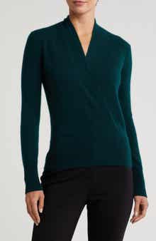 Sofia Cashmere Cashmere Faux Wrap Sweater