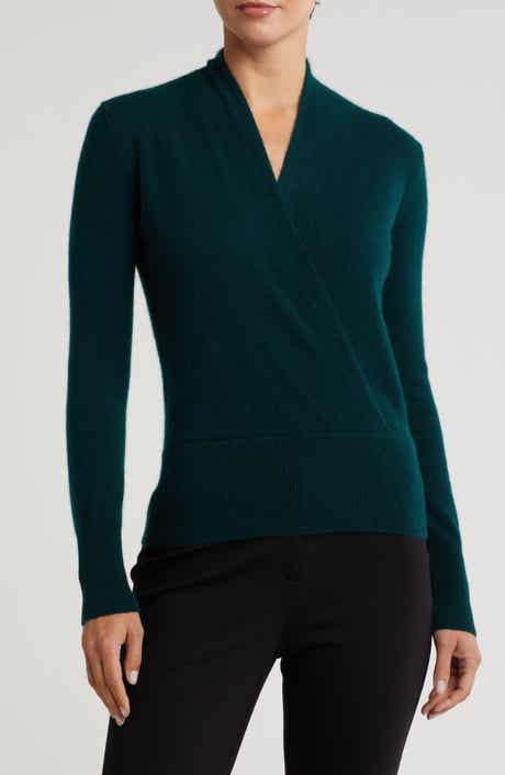 Sofia Cashmere Cashmere Faux Wrap Sweater