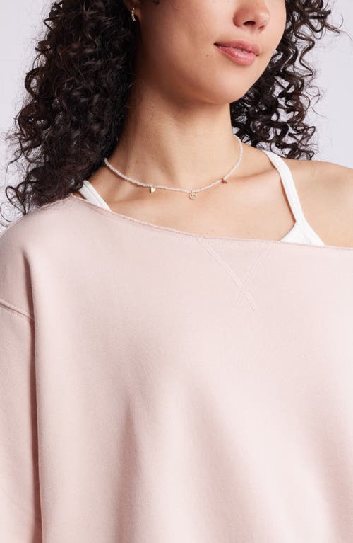 Bp. Fleece Detail Off The Shoulder Sweatshirt In Neutral