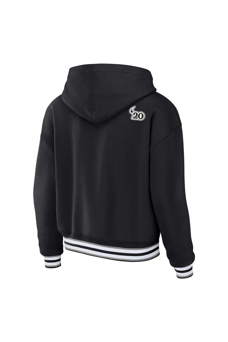 Women's WEAR by Erin Andrews Black Las Vegas Raiders Plus Size Lace-Up Pullover Hoodie, Alternate, color, Black
