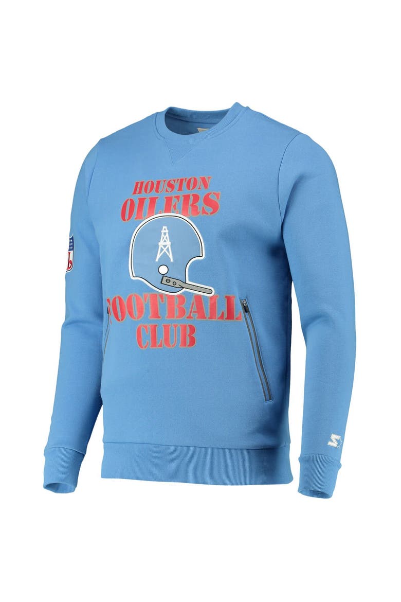Men's Starter Light Blue Houston Oilers Locker Room Throwback End Zone Pullover Sweatshirt, Alternate, color, Light Blue