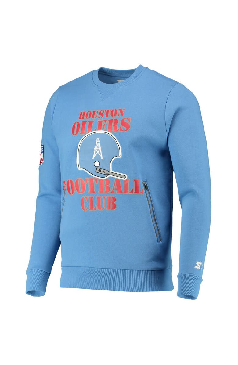 STARTER Men's Starter Light Blue Houston Oilers Locker Room Throwback End Zone Pullover Sweatshirt, Alternate, color, Light Blue
