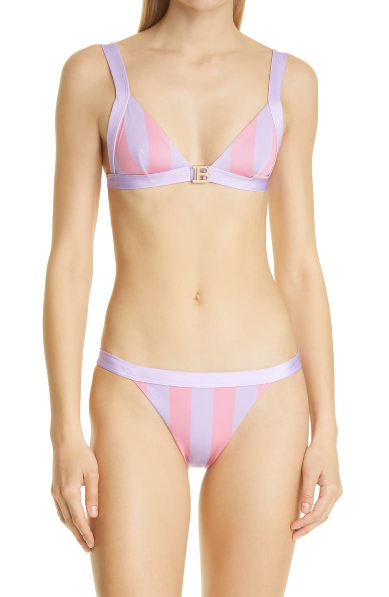 Balmain Stripe Two-Piece Swimsuit, Main, color,