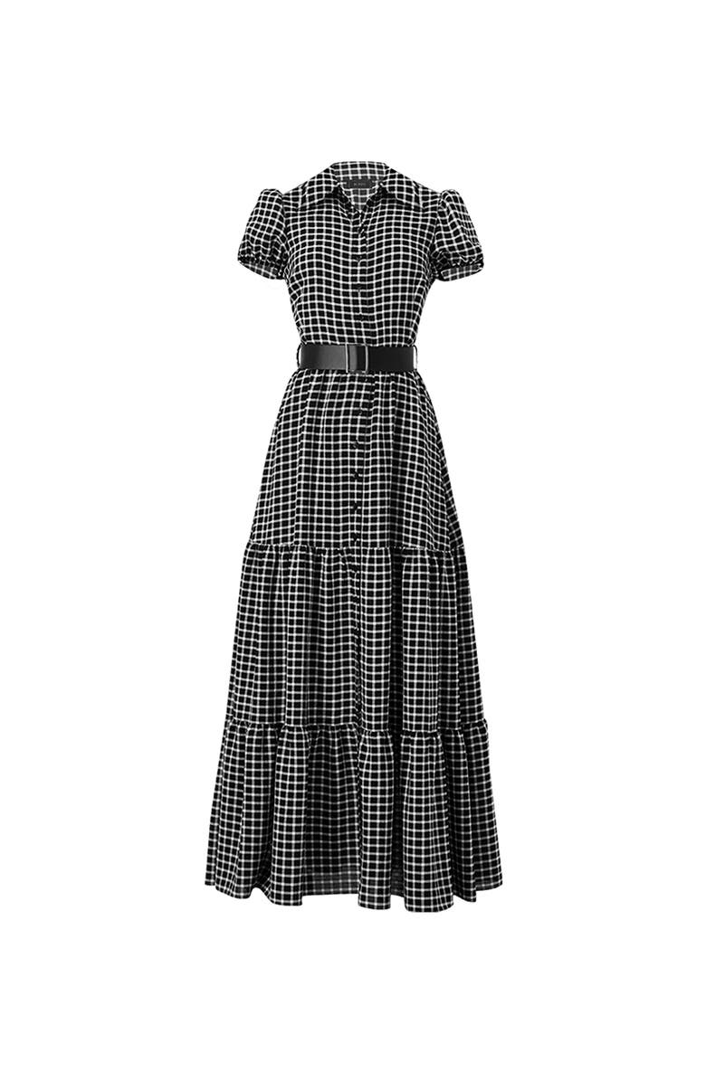 IVONNE Check Maxi Dress with Puff Sleeves, Alternate, color, Black