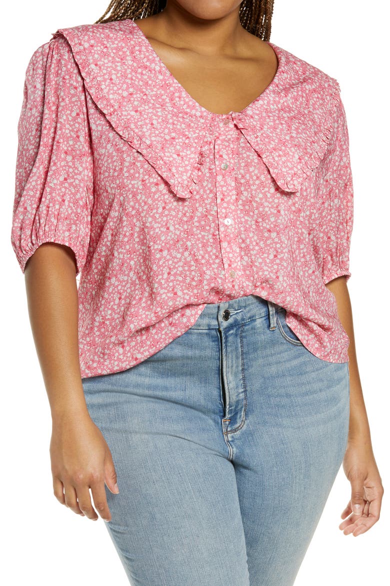 Amie Floral Oversize Collar Top, Main, color, CHERISE DITSY FLORAL