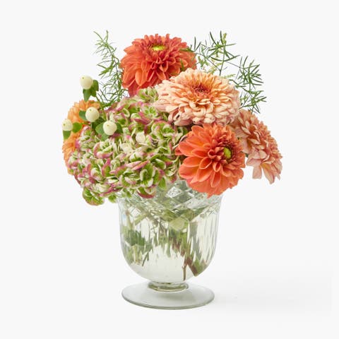 Scalloped Engraved Glass Vase