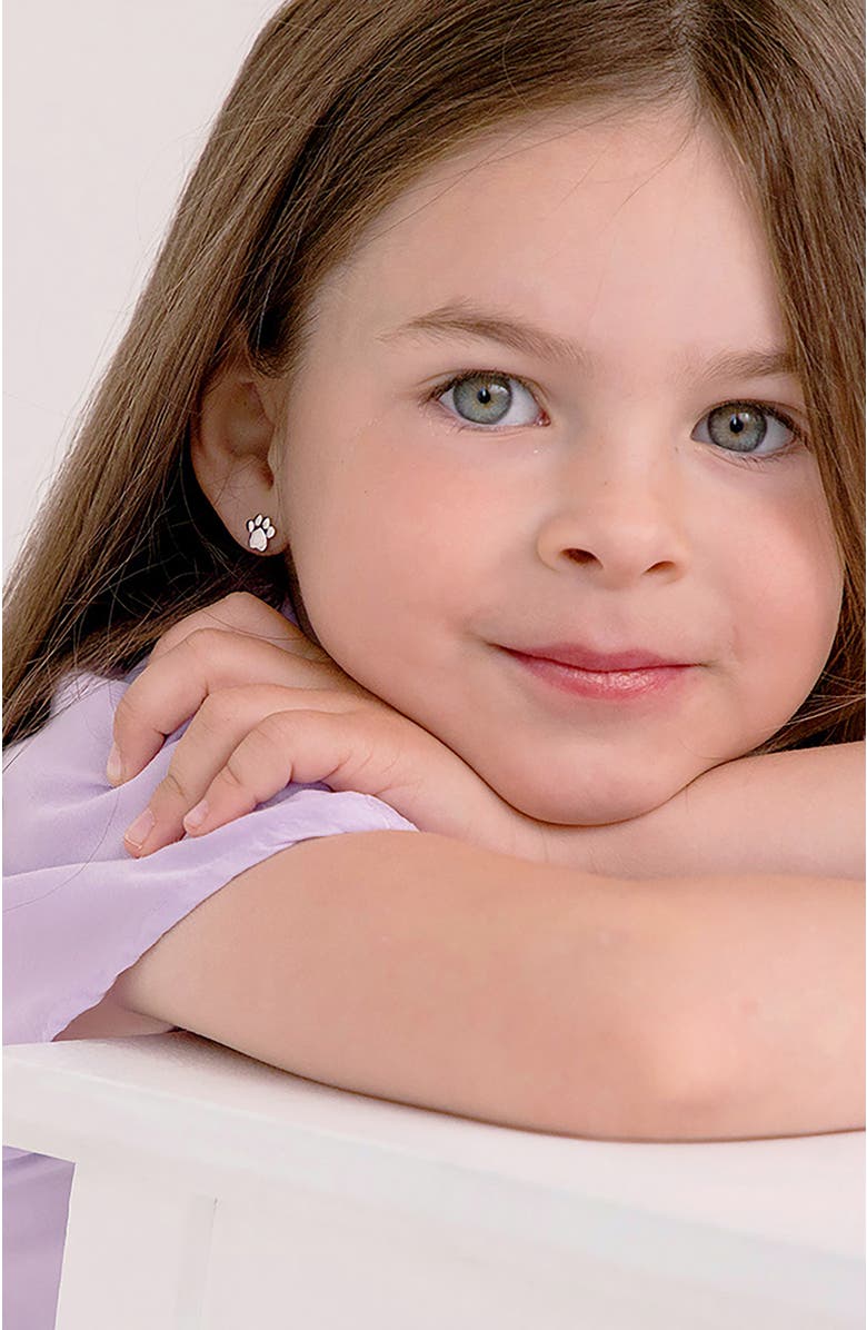 In Season Jewelry My Furry Friend Paw Earrings, Alternate, color, Silver