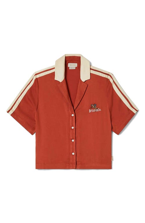 Brixton Crop Satin Bowling Shirt In Orange