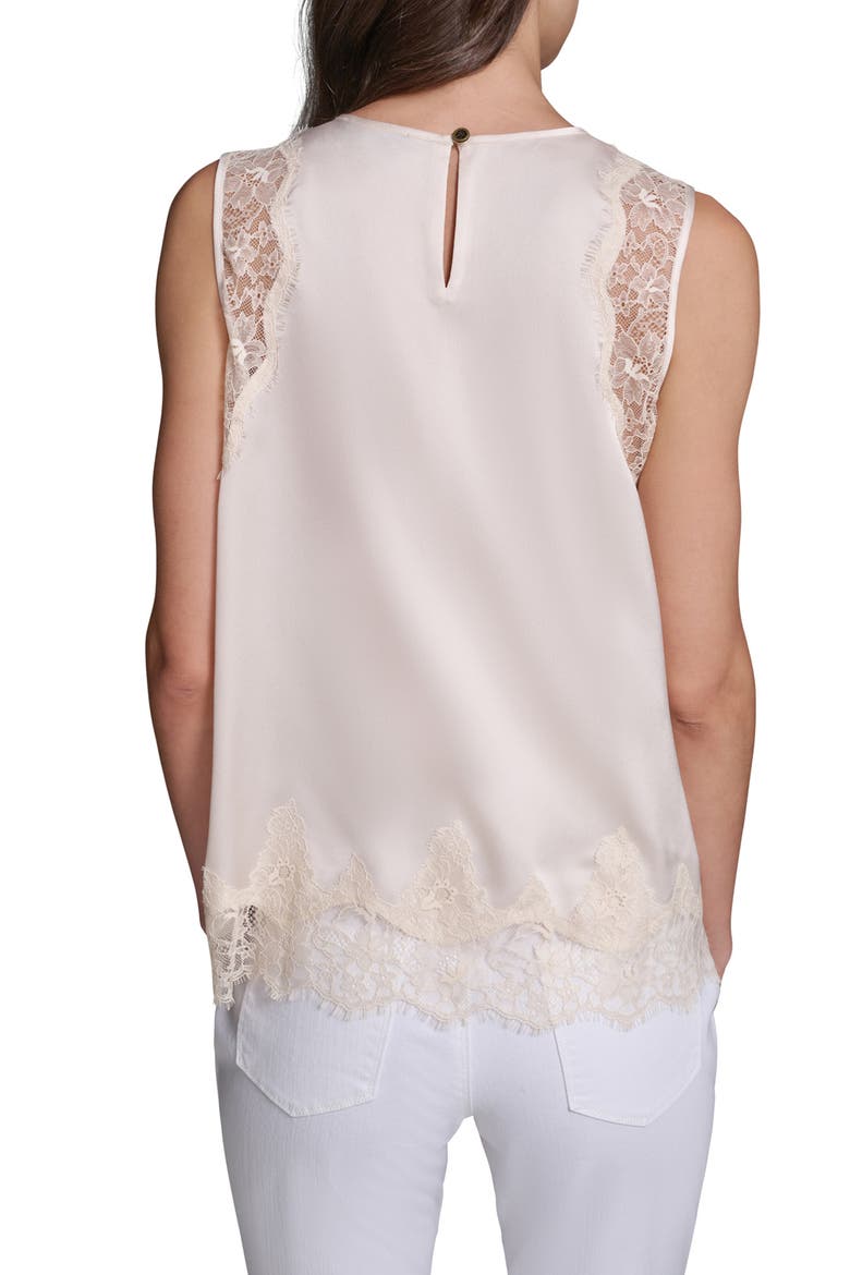 Eyelash Lace Trim Satin Tank, Alternate, color, BISQUE