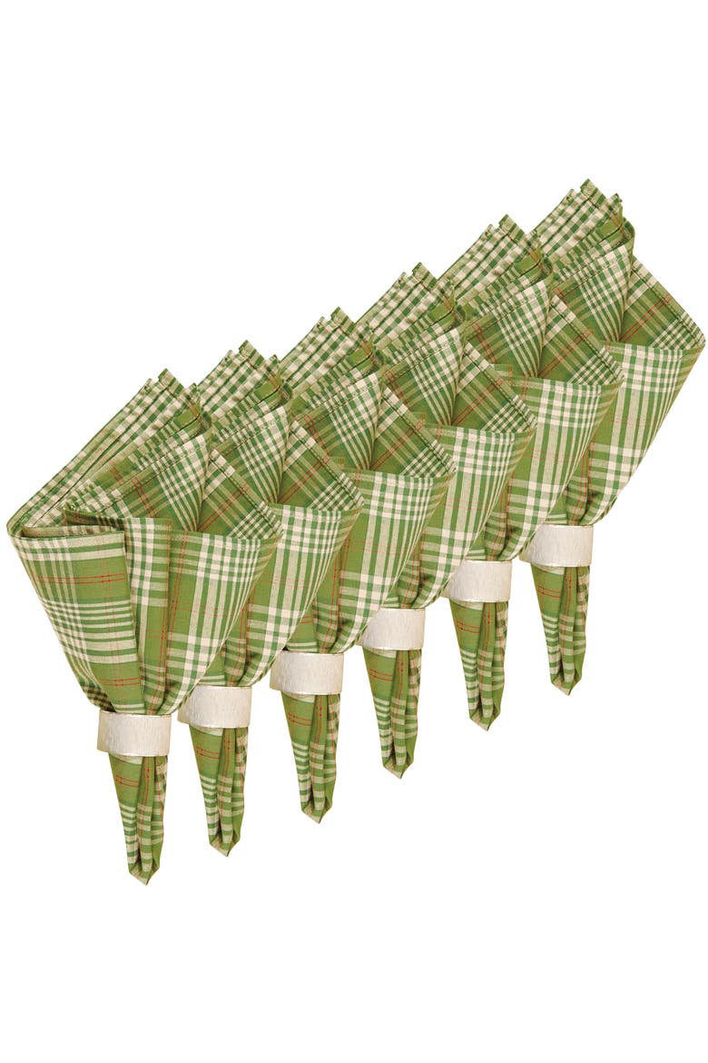 Holly Plaid Napkin Set of 6, Alternate, color, Green