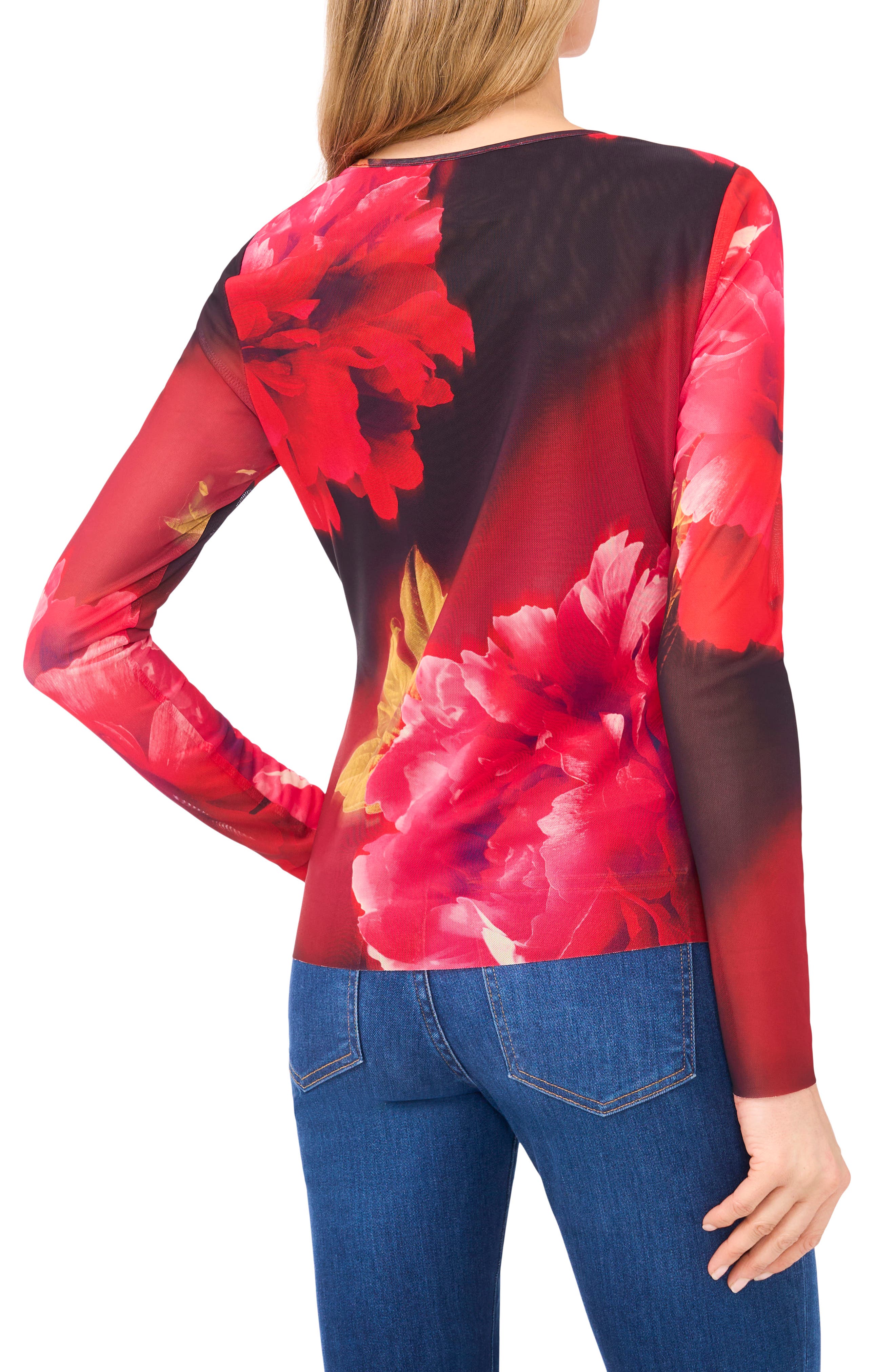 Floral Crewneck Mesh Top - image 2