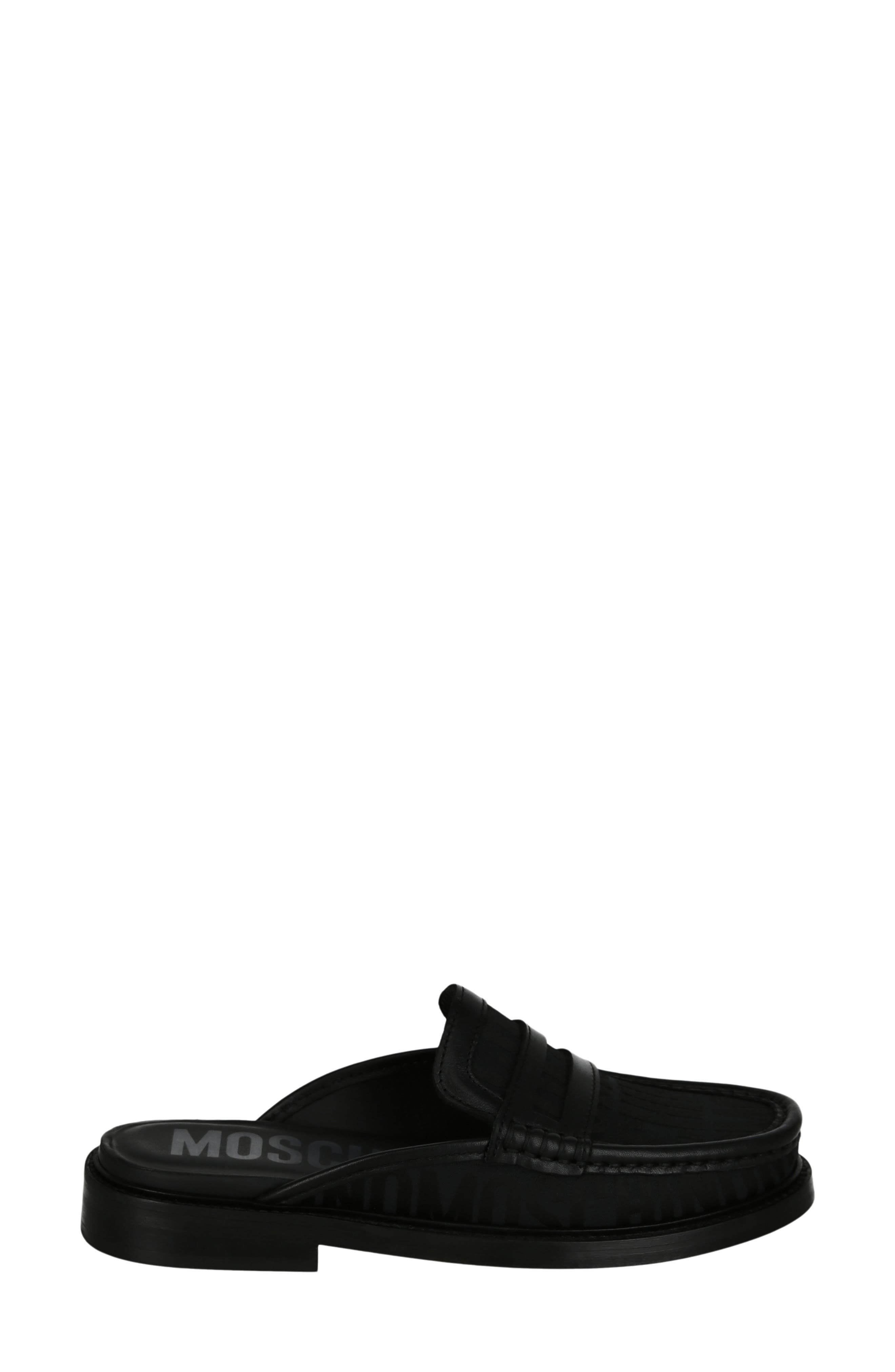 Moschino Canvas Slipper Mule, Alternate, color, Black