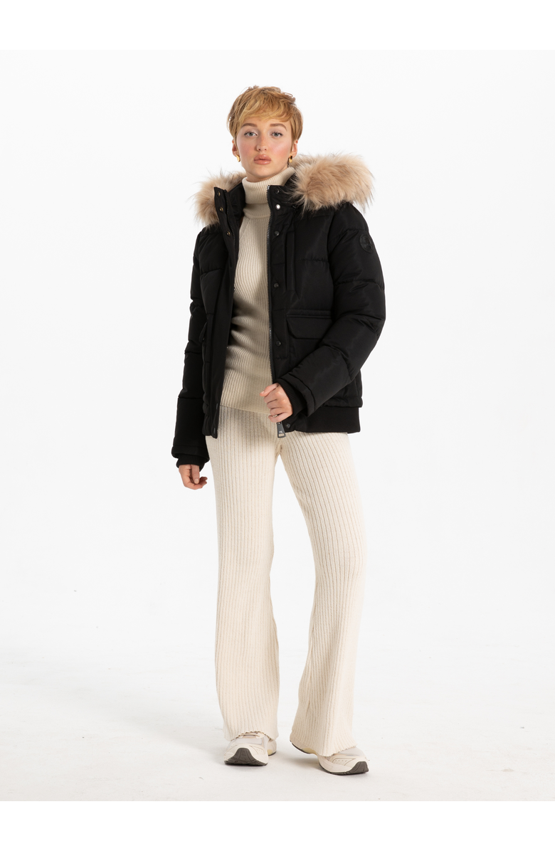 Point Zero REMOVABLE HOOD & FUR BOMBER, Alternate, color, Black