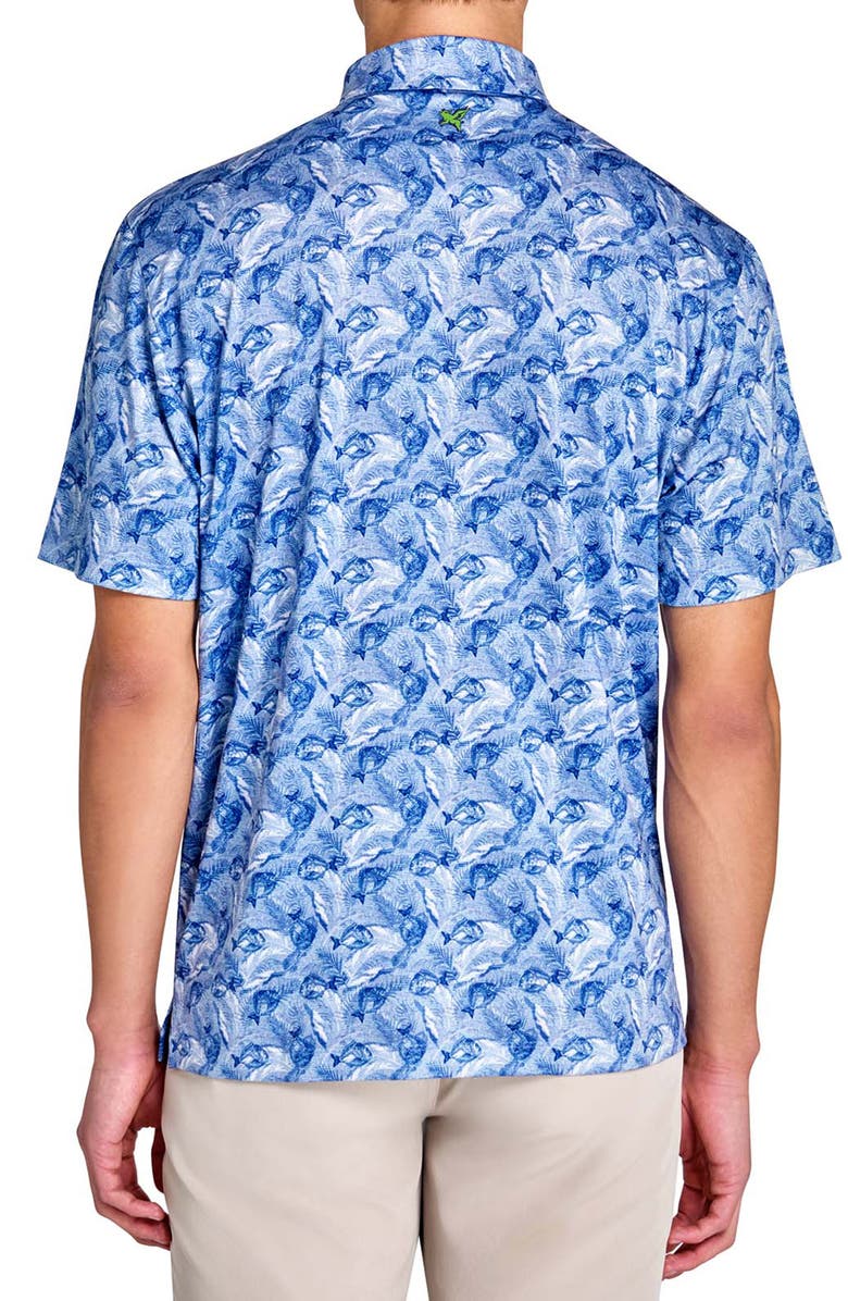 CONSTRUCT Regular Fit Fish Headphones Recycled Performance Golf Polo, Alternate, color, Navy