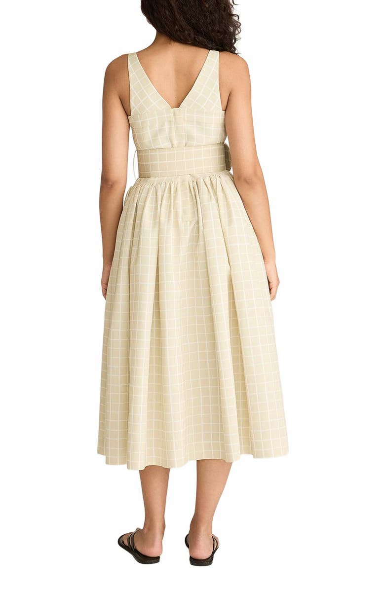 Rebecca Taylor Painterly Windowpane Belted Bustier Dress, Alternate, color, Sand Combo