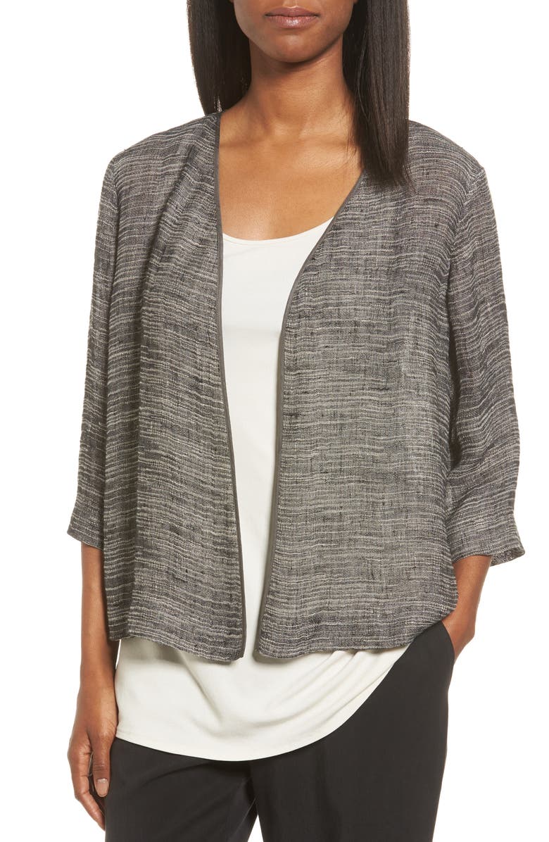 Eileen Fisher Organic Linen Blend Kimono Jacket, Main, color, 